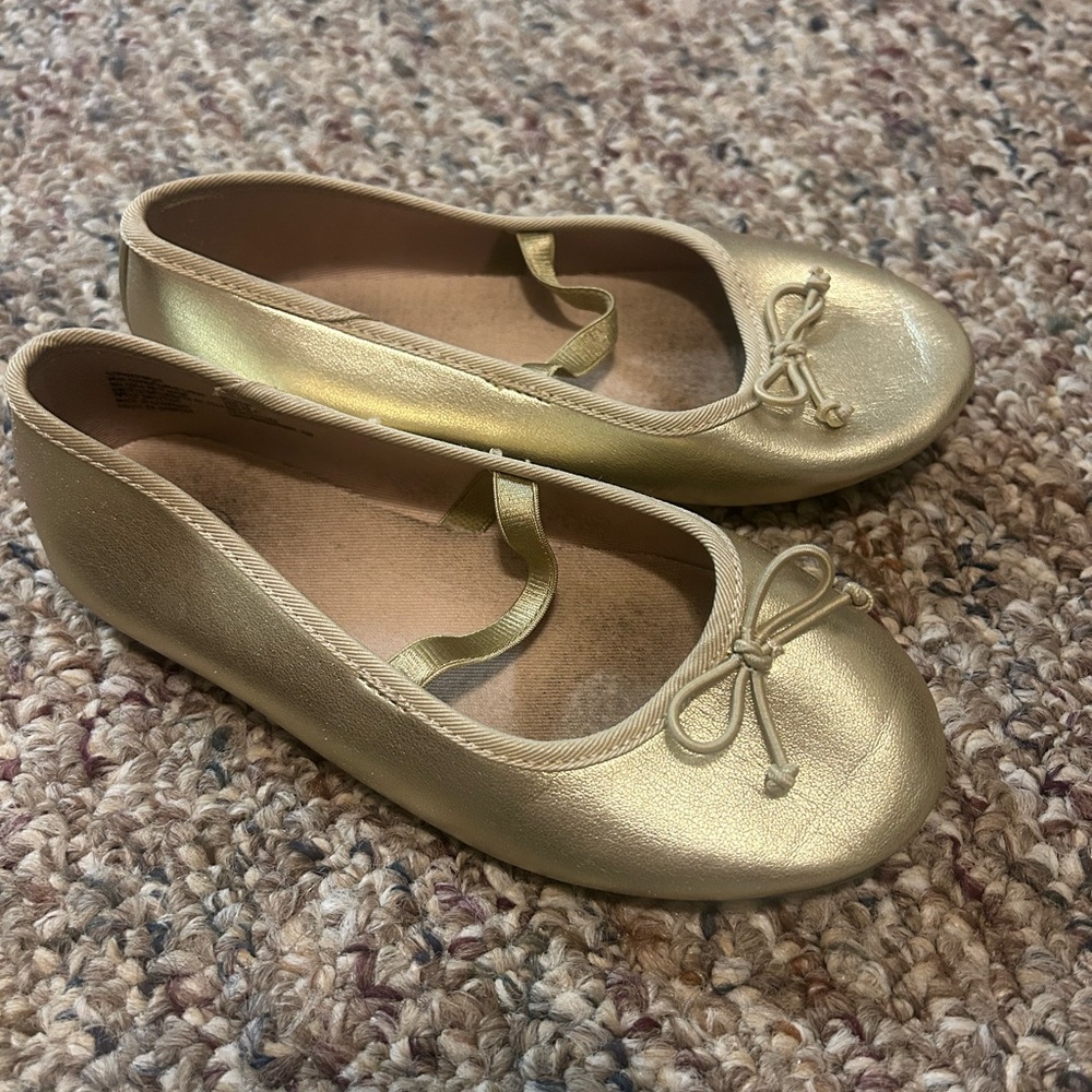 wonder nation Gold Ballet Flats with Bow